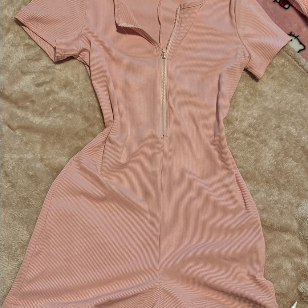 Pink Zippered Women's Dress